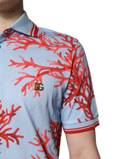 Dolce & Gabbana Light Blue Coral Cotton Polo Shirt T-shirt