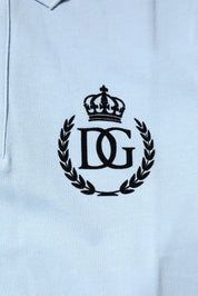 Dolce & Gabbana Sky Blue Cotton Crown Collared Polo T-shirt