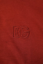 Dolce & Gabbana Red Cotton DG Logo Collared Men Polo T-shirt