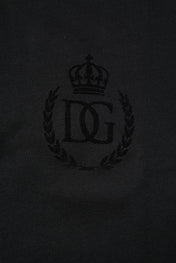 Dolce & Gabbana Black Cotton DG Logo Collared Polo T-shirt