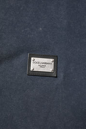 Dolce & Gabbana Dark Blue Logo Plaque Cotton Men Polo Shirt T-shirt