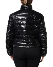 Dolce & Gabbana Black Logo Plaque Full Zip Puffer Jacket