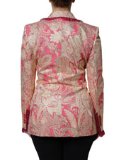 Dolce & Gabbana Pink Gold Jacquard Nylon Coat Blazer Jacket