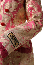 Dolce & Gabbana Pink Gold Jacquard Nylon Coat Blazer Jacket