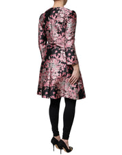 Dolce & Gabbana Pink Black Floral Brocade Trenchcoat Jacket