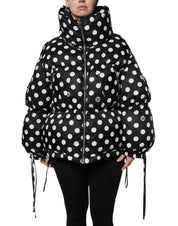 Dolce & Gabbana Black White Polka Dot Full Zip Puffer Jacket