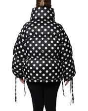 Dolce & Gabbana Black White Polka Dot Full Zip Puffer Jacket