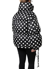 Dolce & Gabbana Black White Polka Dot Full Zip Puffer Jacket