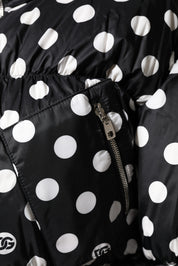 Dolce & Gabbana Black White Polka Dot Full Zip Puffer Jacket