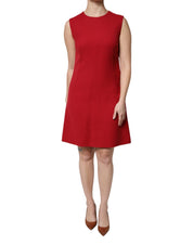 Dolce & Gabbana Red Wool Sleeveless Knee Length A-line Dress