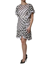 Dolce & Gabbana White Polka Dotted Silk Blend A-line Dress