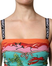 Dolce & Gabbana Multicolor Printed Silk Sleeveless Midi Dress