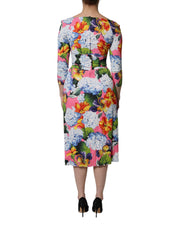 Dolce & Gabbana Multicolor Floral Side Slit Midi Dress