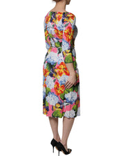 Dolce & Gabbana Multicolor Floral Side Slit Midi Dress