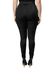 Dolce & Gabbana Black Nylon High Waist Slim Fit Pants