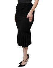 Dolce & Gabbana Black Mermaid Cut High Waist Midi Skirt