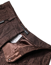 Dolce & Gabbana Brown Floral Brocade Mid Waist Mini Short