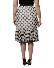 Dolce & Gabbana White Black Polka Dots Knee Length Skirt