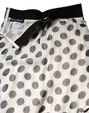 Dolce & Gabbana White Black Polka Dots Knee Length Skirt