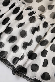 Dolce & Gabbana White Black Polka Dots Knee Length Skirt