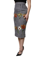 Dolce & Gabbana Multicolor Floral Print High Waist Pencil Cut Skirt