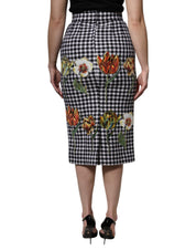 Dolce & Gabbana Multicolor Floral Print High Waist Pencil Cut Skirt