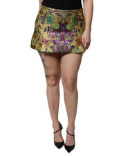 Dolce & Gabbana Multicolor Floral Jacquard Mid Waist Mini Skirt