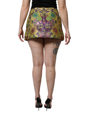 Dolce & Gabbana Multicolor Floral Jacquard Mid Waist Mini Skirt