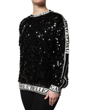 Dolce & Gabbana Black DG Queen Sequin Pullover Sweater