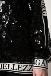 Dolce & Gabbana Black DG Queen Sequin Pullover Sweater