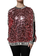 Dolce & Gabbana Pink DG Queen Sequin Pullover Sweater
