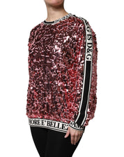 Dolce & Gabbana Pink DG Queen Sequin Pullover Sweater
