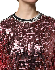 Dolce & Gabbana Pink DG Queen Sequin Pullover Sweater