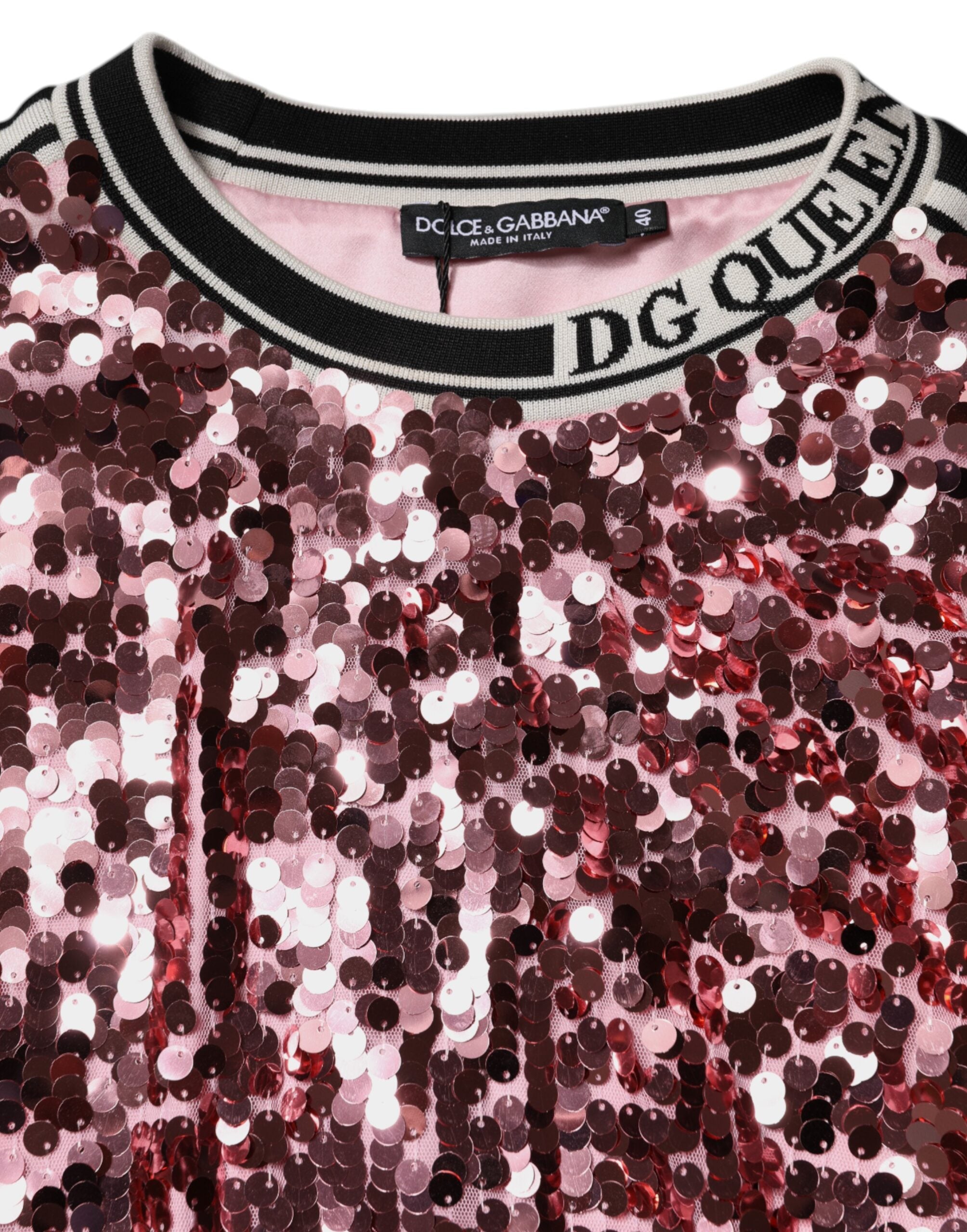 Dolce & Gabbana Pink DG Queen Sequin Pullover Sweater