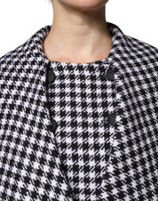 Dolce & Gabbana Black White Monochrome Patterned Floral Cape Jacket