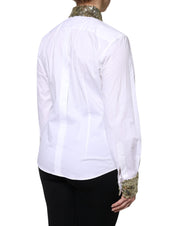 Dolce & Gabbana White Cotton Long Sleeves Sequin Shirt Top