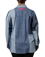 Dolce & Gabbana Blue Cotton Button Up Collared Long Sleeve Top