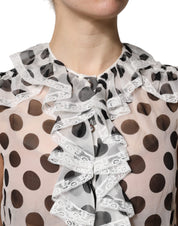Dolce & Gabbana White Black Polka Dot Cotton Sleeveless Top