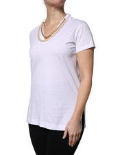 Dolce & Gabbana White Necklace Cotton Short Sleeve T-shirt