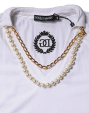 Dolce & Gabbana White Necklace Cotton Short Sleeve T-shirt