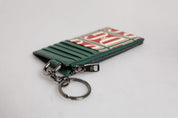 Dolce & Gabbana Green Calf Leather Logo Print Monogram Card Holder Wallet