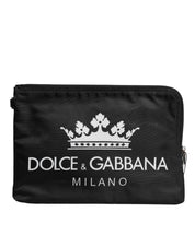 Dolce & Gabbana Black DG Milano Print Nylon Pouch Clutch Bag