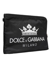 Dolce & Gabbana Black DG Milano Print Nylon Pouch Clutch Bag