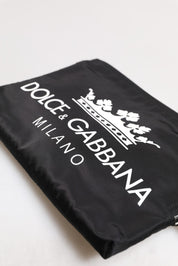 Dolce & Gabbana Black DG Milano Print Nylon Pouch Clutch Bag