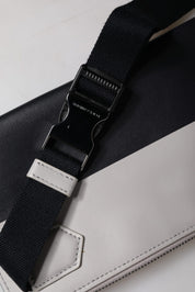 Dolce & Gabbana Black White Leather Logo Embossed Crossbody Bag