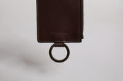 Dolce & Gabbana Brown Calf Leather Lanyard Logo Card Holder Wallet