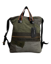 Dolce & Gabbana Military Green Patchwork Rucksack Backpack Bag