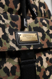 Dolce & Gabbana Multicolor Leopard Cotton Shoulder Bucket Bag