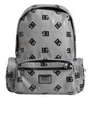 Dolce & Gabbana Polyester Gray Black DG Logo Plaque Backpack Bag