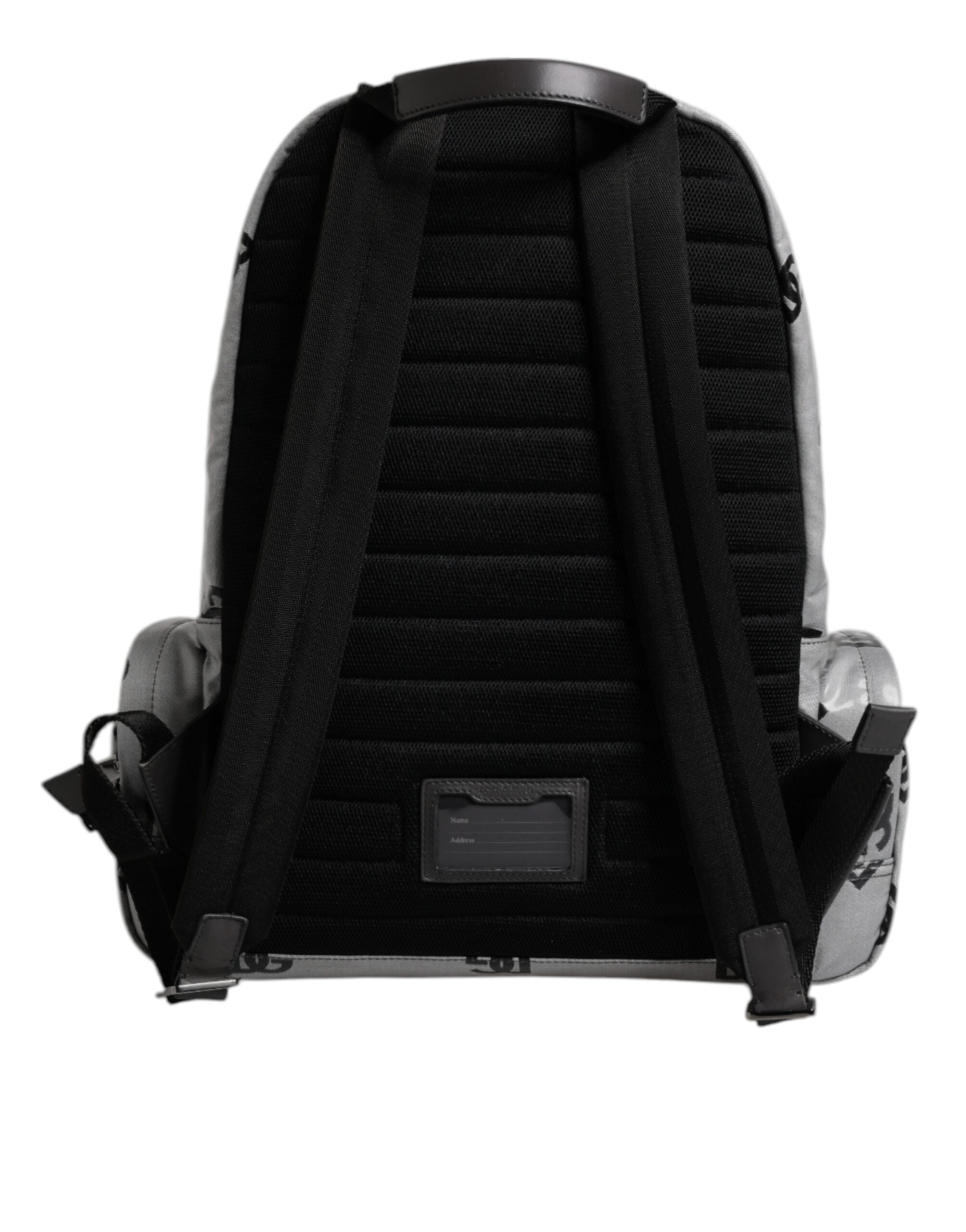 Dolce & Gabbana Polyester Gray Black DG Logo Plaque Backpack Bag